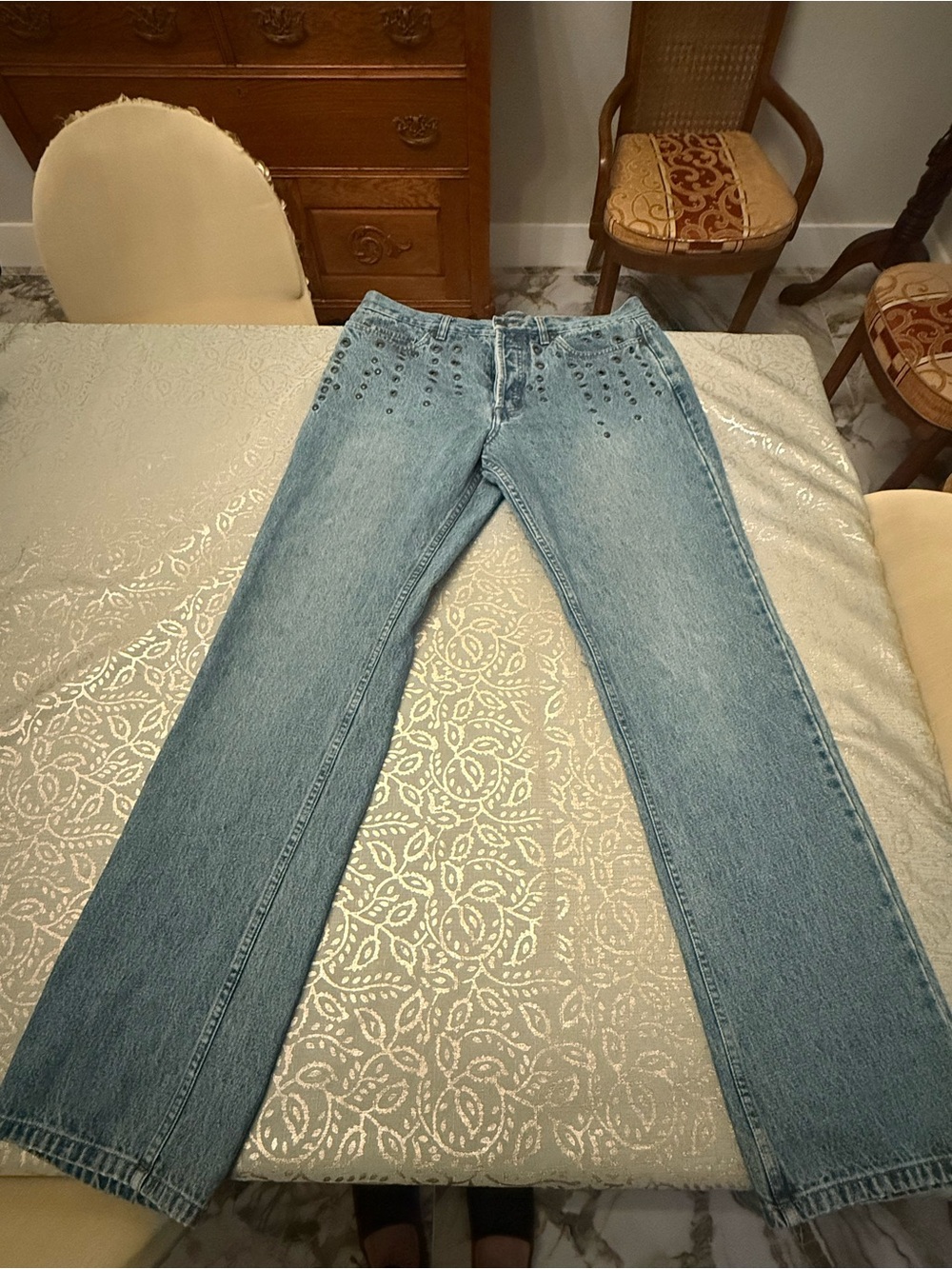 Vintage London Jean Acid Wash Studded Grommet Jeans Size 14